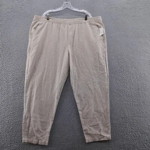 Gap Womens Linen Tapered Leg Pull On Pants XXL Brown High Rise Pockets NEW - Picture 1 of 14