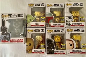 Star Wars 2019 Galactic Convention Gold Set + Tie Fighter & Pilot Pop 40 años - Imagen 1 de 7