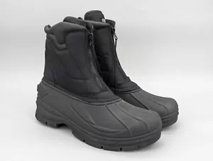 Khombu Herren Gletscher Nylon wasserdicht Reißverschluss Winter Ente Stiefel schwarz Größe 9M - Bild 1 von 14