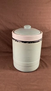 Vintage Antique Stoneware Cookie Storage Jar Crock Pantry Jar Green Art Deco - Picture 1 of 11