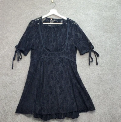 Mini Vestido Free People Fit & Flare Para Mujer Grande Negro Floral Encaje WItchy Fairy Foto 1 de 4