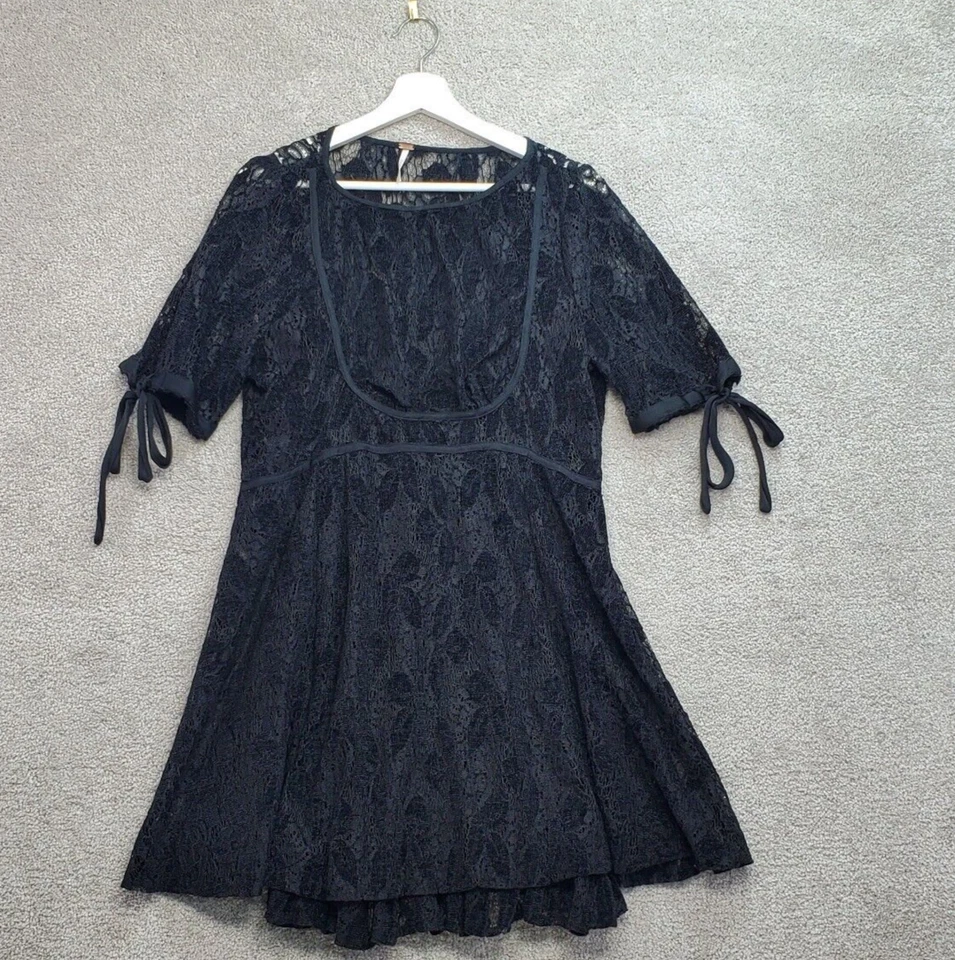 Mini Vestido Free People Fit & Flare Para Mujer Grande Negro Floral Encaje WItchy Fairy Foto 1 de 4
