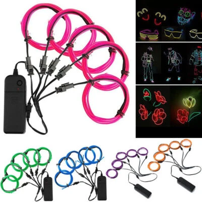 5M Battery Operated Flexible Neon LED Light Glow EL Wire String Party Strip Rope - Image 1 of 4