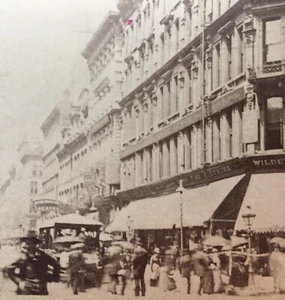 Antique Real Photo Stereo View Card Madison St. Chicago Circa 1900 Canvassers - Picture 1 of 4