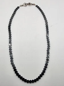 Handmade Sterling Silver Beaded Hematite Hearts Hand Wrought Clasp Necklace - Picture 1 of 11