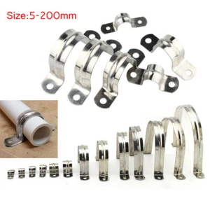 304 Stainless Steel Saddle Tube Clip Clevis Brackets Plumbing Pipe Clips 5-200mm - Picture 1 of 7