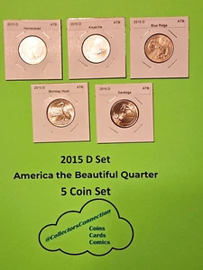 2015 D America The Beautiful Quarters (ATB) juego de 5 monedas bolsas como nuevas - Imagen 1 de 2