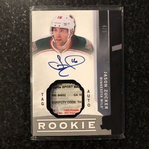 12-13 UD Upper Deck The Cup Jason Zucker /5 Auto TAG Patch Rookie COYOTES RC