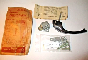 Vtg Amerock Cabinet Push In Catch Latch Polished Chrome Black Lines ED9400 NOS - Picture 1 of 18
