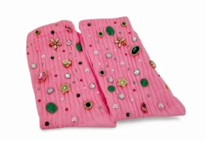 Embellished Finesse Light Pink Rhinestone Charm Junk Slouch Socks "Essence" - Picture 1 of 22