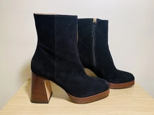 Ana Palma Plataforma Gamuza Botines Negro Nuevo Sin Caja Talla 8 (39) - Imagen 1 de 7