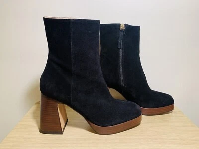 Ana Palma Plataforma Gamuza Botines Negro Nuevo Sin Caja Talla 8 (39) Foto 1 de 4