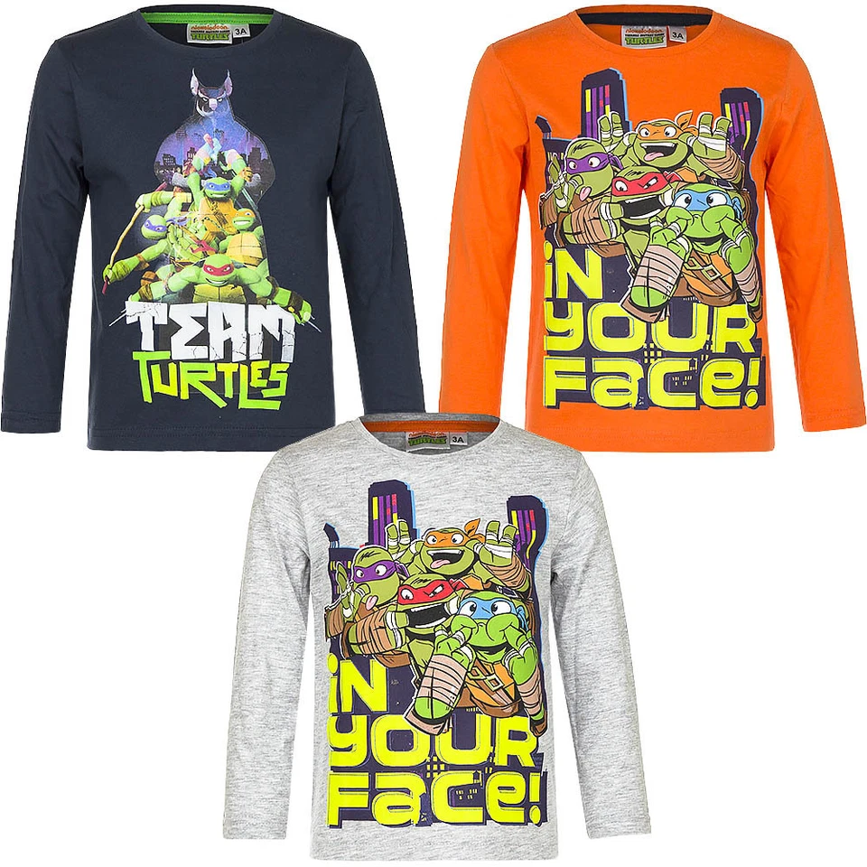 NICKELODEON TEENAGE MUTANT NINJA TURTLES Pullover Langarmshirt Jungen Ninja Turtles grau blau orange 98 104 116 128 #73