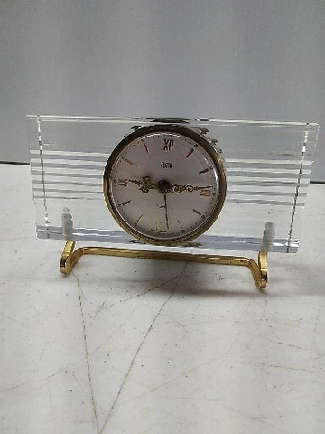 Mid Century Modern Elgin Lucite Alarm Clock Windup Germany Cover