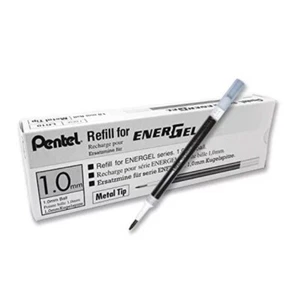20 X Pentel LR10 Roller Refill for EnerGel Gel Pen 1.0mm Metal Tip Black Ink - Picture 1 of 7