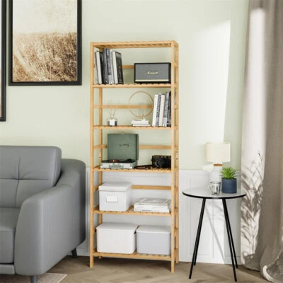 Badregal Badezimmer Bambus Standregal Holzregal 60x26x161 cm Küche Wohnzimmer - Bild 1 von 4