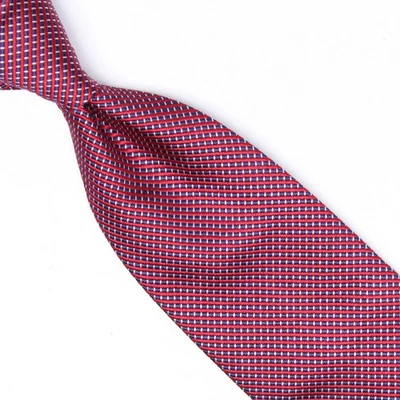 Corbata de seda Brooks Brothers roja azul blanca a cuadros tejida corbata texturizada EE. UU.  Foto 1 de 4