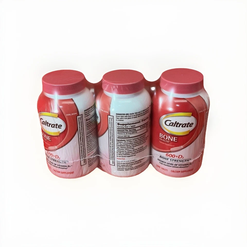Paquete de 3 Caltrate Bone Health 600 + D3 Bone Strength Calcio 200ct (07/2026) Foto 1 de 3