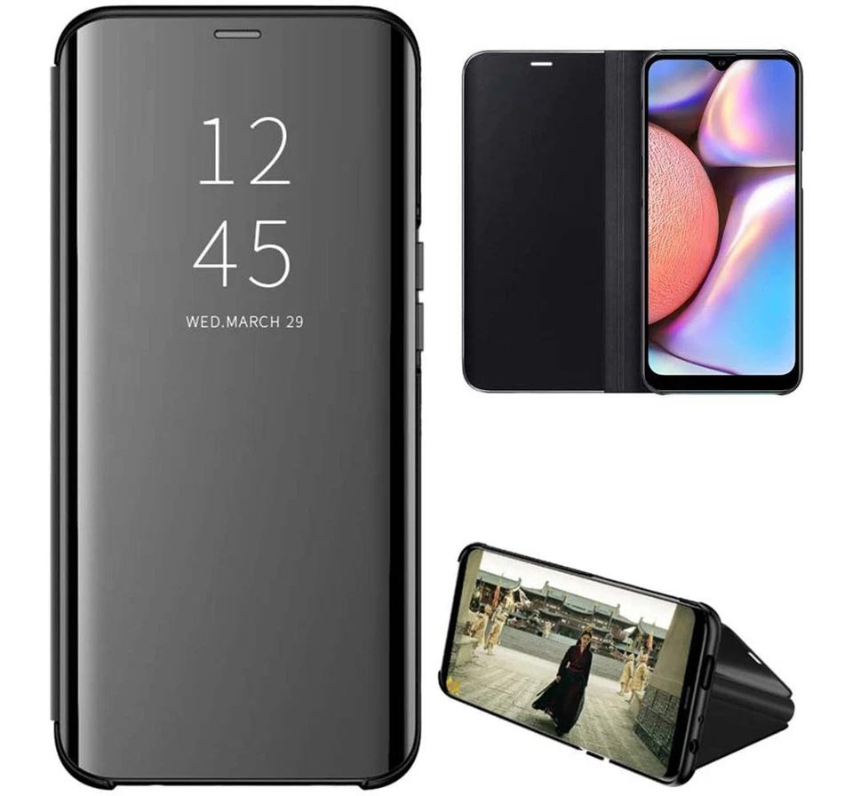 Flip Cover Clear View Hülle Für Samsung Galaxy A01 Farbe Schwarz - Bild 1 von 3