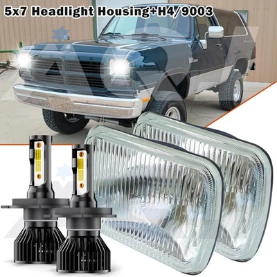 Par de faros LED de haz DRL alto/bajo de 5X7" 7x6"" para Dodge Ramcharger 1981-1993 Foto 1 de 4