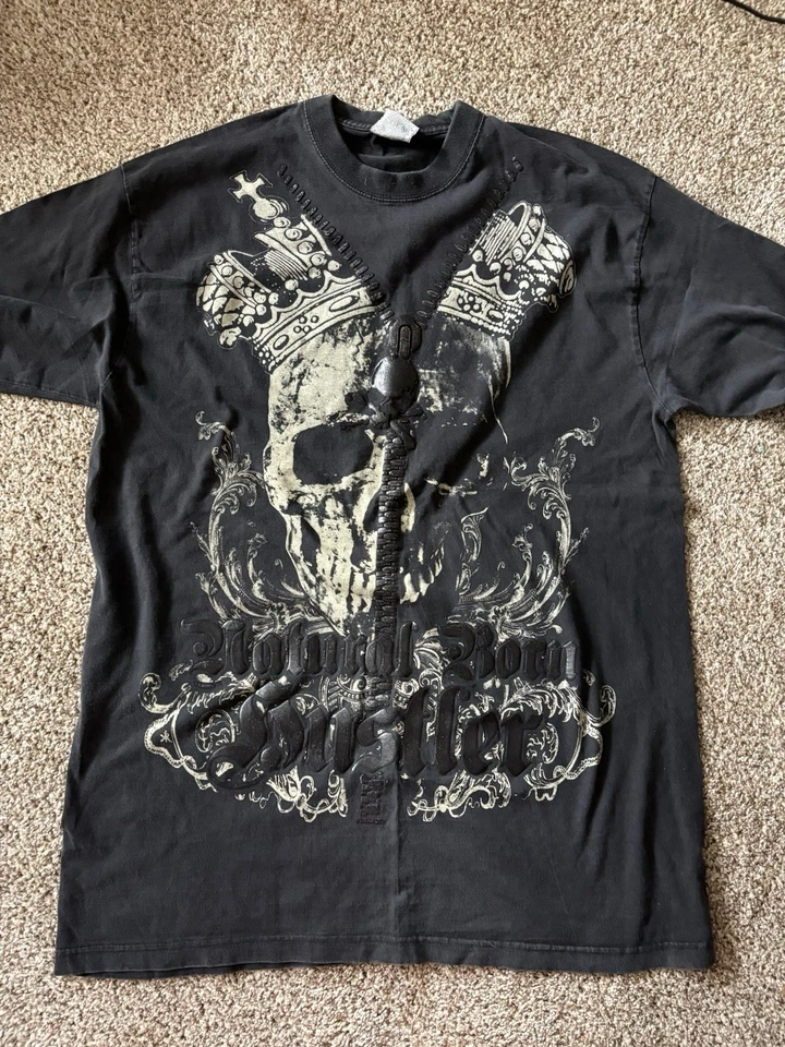 Y2K Gothic Skull Affliction Styled Men’s T Shirt Size 3XL - Image 1 of 4