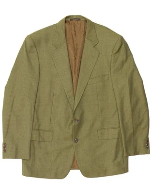 TRUSSARDI Mens 2 Button Blazer Jacket IT 52 XL Green Houndstooth Wool AV05 - Image 1 of 3