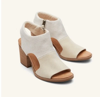 TOMS Eliana Cutout Mujer Talla 6.5 Beige Gamuza Cremallera Tacón Bloque Sandalias Zapatos Foto 1 de 4