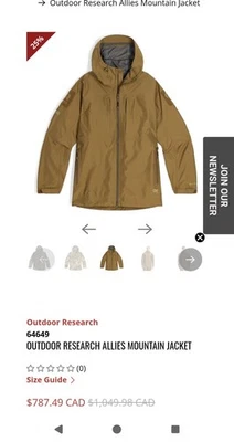 Jaqueta de montanha Outdoor Research Pro Allies masculina GG, marrom coiote. Preço promocional sugerido por US$ 720.  - Imagem 1 de 4