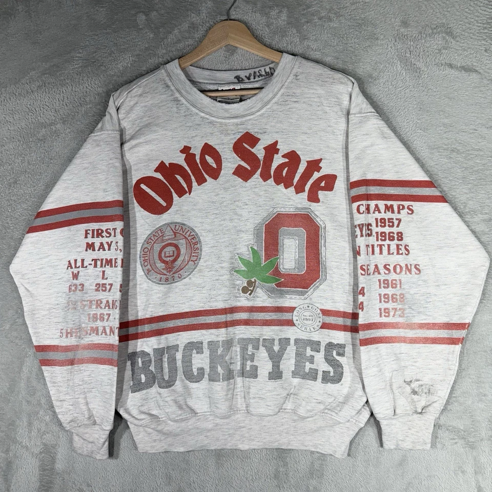 Sudadera De Colección Ohio State Buckeyes Para Hombre XL Gris AOP 90s Championship Long Gone Foto 1 de 4
