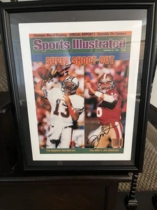 Dan Marino/Joe Montana duel signed Sports Illustrated cover. JSA. Framed - Picture 1 of 8