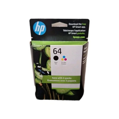 Cartucho de tinta genuino nuevo HP 64 negro y tricolor paquete de 2 EXP 7/2025 Foto 1 de 2