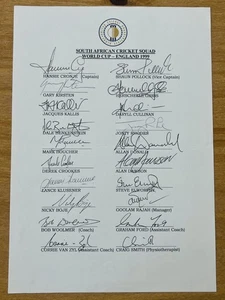 Hand Signed A4 Sheet - South African Cricket Team 1999 - 20 signatures - Picture 1 of 2