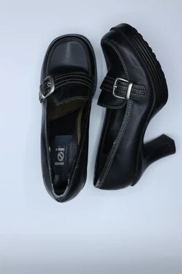 Винтажный L.E.I 90-х годов Y2K коренастый черный пряжка платформе мокасины каблуки 7 темно Academia - Изображение 1 из 4