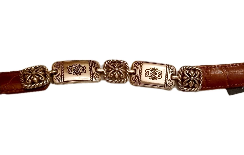 Cinturón de cuero vintage Brighton marrón cocodrilo en relieve S/28 40344 Foto 1 de 4