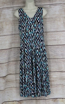 Vestido midi pulóver sin mangas talla mediana negro azul blanco Nic+Zoe para mujer Foto 1 de 4