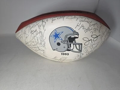 复古达拉斯牛仔队 1993 年传真威尔逊签名球队橄榄球 — 第 1/4 张图片