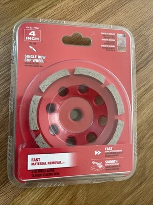 Muela abrasiva de hormigón Milwaukee 49-93-7700 4" copa diamante corte de una fila Foto 1 de 2