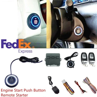 Car Alarm System Security Vibration Alarm Engine Starter Push Button Remote Kit - Image 1 of 4