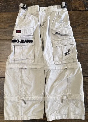 Vintage 90s JNCO Jeans Extremes Army Twill Khaki Cargo Zip Off Youth 8 Pants - Image 1 of 4