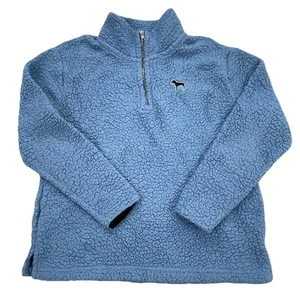 Victoria Secret Pink Sweater Women Small Blue Fleece Deep Pile Sherpa Jacket Y - Picture 1 of 10