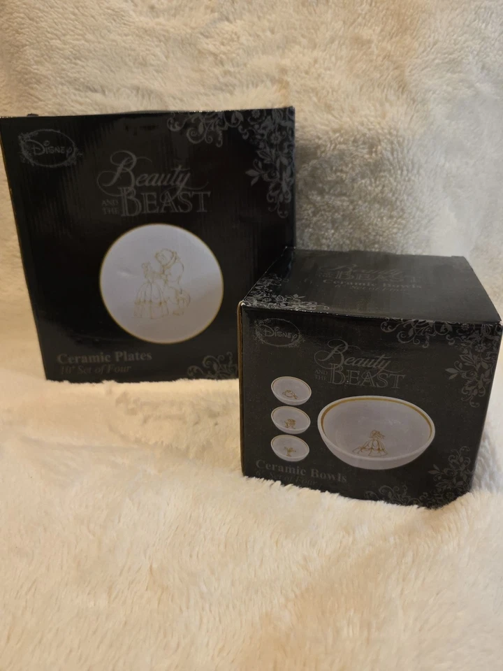 Conjunto de 4 tigelas e pratos de cerâmica Disney Beauty And The Beast cada - Imagem 1 de 4