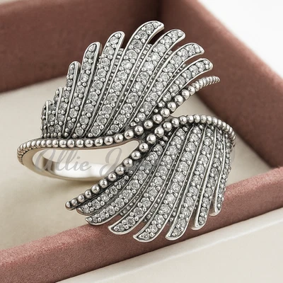 Anillo de diseño de alas de diamantes cultivados en laboratorio VS1/F de 1,00 quilates | Oro blanco sólido de 10 quilates | IGI Foto 1 de 4