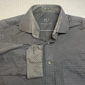 Bugatchi Uomo dunkelgraues strukturiertes Herrenhemd klassische Passform XL Baumwolle - Bild 1 von 9