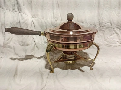 Panela e macarrão grande de cobre latão maciço vintage panela pesada 9" - Imagem 1 de 4