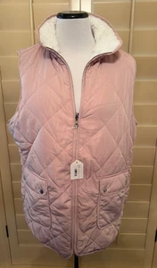 Rosa Steppweste mit Reißverschluss und Fleecefutter & Front-/Innentaschen Medium NEU - Bild 1 von 4