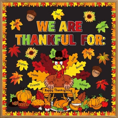 Thanksgiving Bulletin Board Decorations, 56pcs November Turkey Bulletin Board... - Image 1 of 4