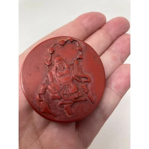 Medallón Buda de madera tallada asiática vintage - Imagen 1 de 4