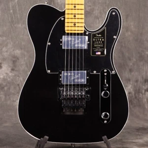 Fender American Ultra Luxe Telecaster Floyd Rose Electric Guitar Black - Picture 1 of 13
