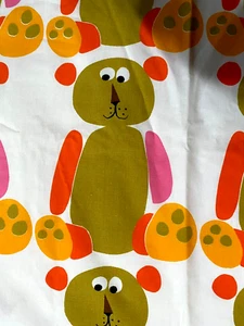 (2) VTG 60s WAMSUTTA..BRIGHT COLORS..MATCHING BEAR PATTERN..TWIN..FLAT..SHEETS - Picture 1 of 5