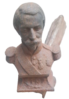 Paire de Chenets de Cheminée buste d'homme 19ème haut 15 prof 27.2 larg 10.5 cm - Photo 1/3